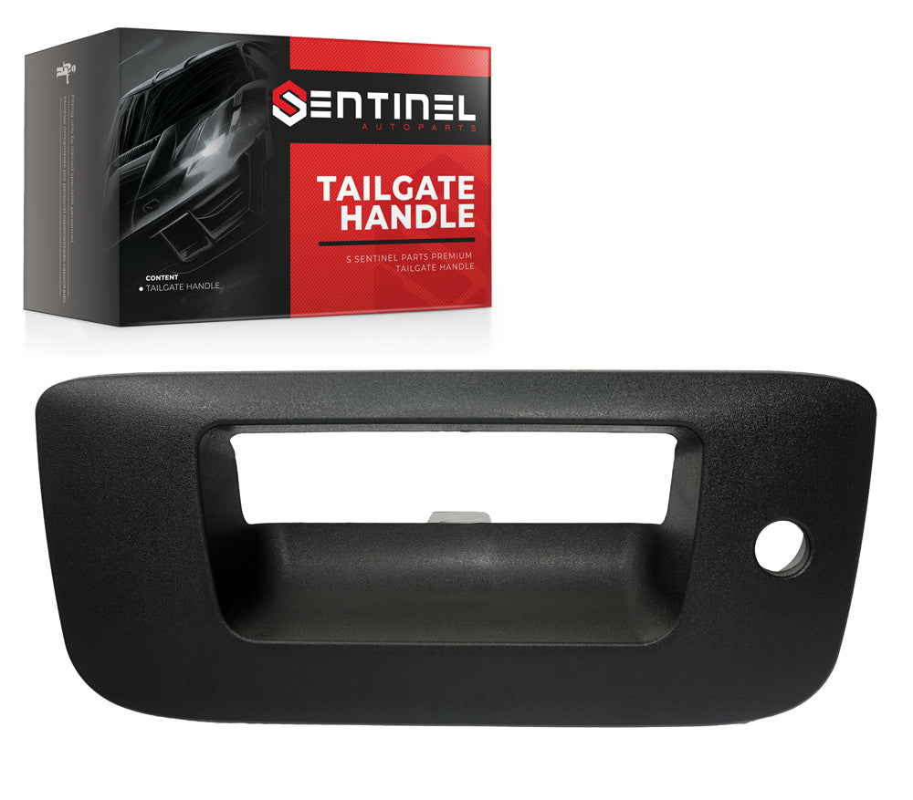 Tailgate Handle Bezel with Keyhole Compatible with 2007-2014 Chevrolet Silverado GMC Sierra 1500 2500 3500 Replaces # 15927250, GM1916106 - Sentinel Auto Parts