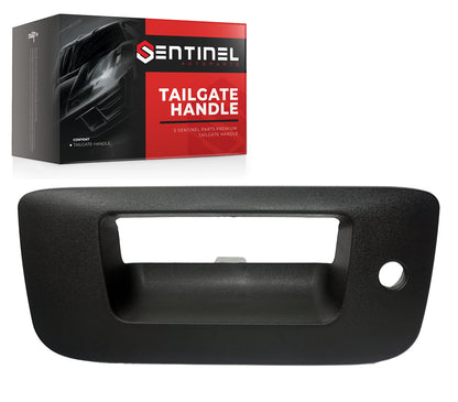 Tailgate Handle Bezel with Keyhole Compatible with 2007-2014 Chevrolet Silverado GMC Sierra 1500 2500 3500 Replaces # 15927250, GM1916106 - Sentinel Auto Parts