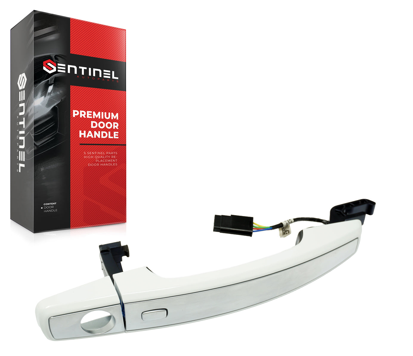 Outside Exterior Door Handle Front Left GAZ Summit White w/Passive Entry 4 Pin Compatible with 2013-2017 Buick Cadillac Chevy Replaces # 13577716 - Sentinel Auto Parts