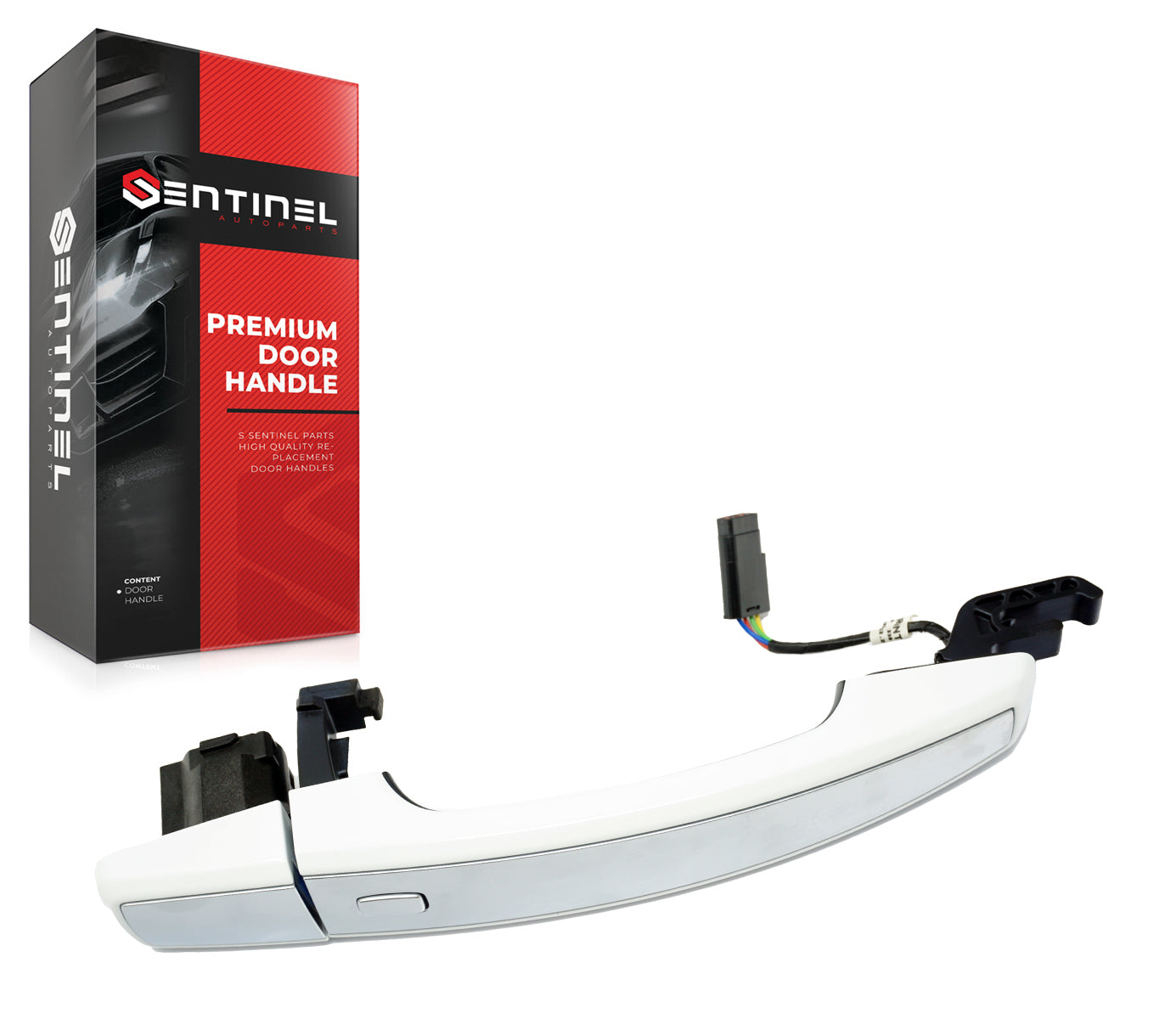 Outside Exterior Door Handle Front Right GAZ Summit White w/Passive Entry 4 Pin Compatible with 2013-2017 Buick Cadillac Chevy Replaces # 13577716 - Sentinel Auto Parts