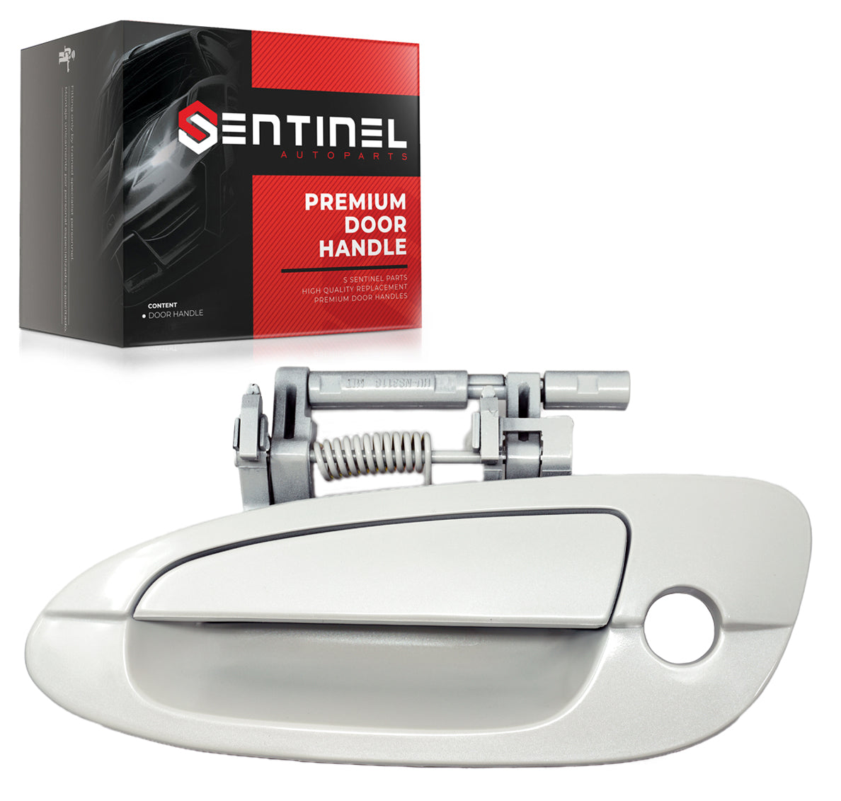 Outside Exterior Door Handle Front Left Driver Side QX3 Satin White Pearl Compatible with 2002-2006 Nissan Altima Replaces # NI1310123, 80607-8J009 - Sentinel Auto Parts