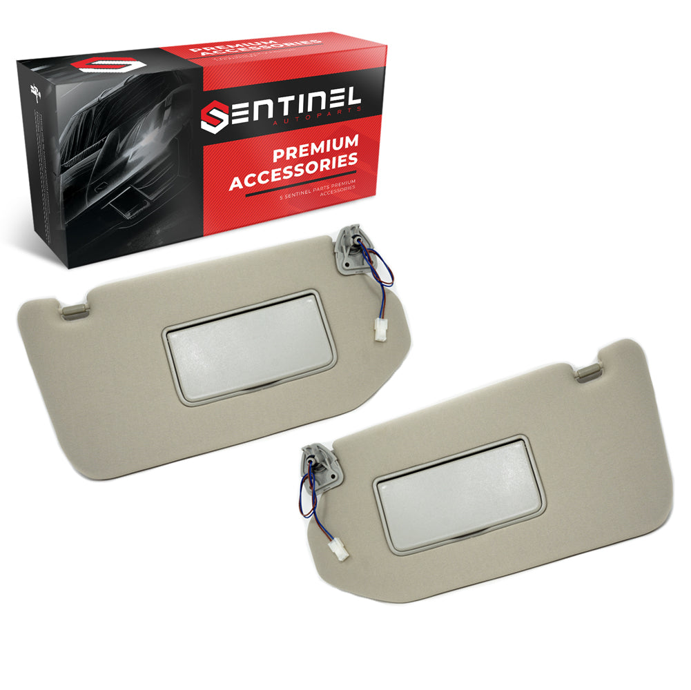 Sun Visor Set Left and Right Side Beige Compatible with Nissan Pathfinder 2013-2019, Infiniti QX60 2014-2019, Infiniti JX35 2013 Replaces # 96401-9PB0A, 96400-3KM0A - Sentinel Auto Parts